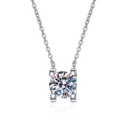 925 Sterling Silver Classis Round Cut CZ Necklace