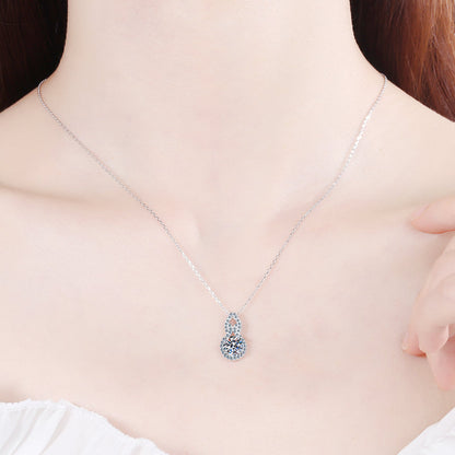 925 Sterling Silver Round Cut CZ Gourd-Shaped Necklace