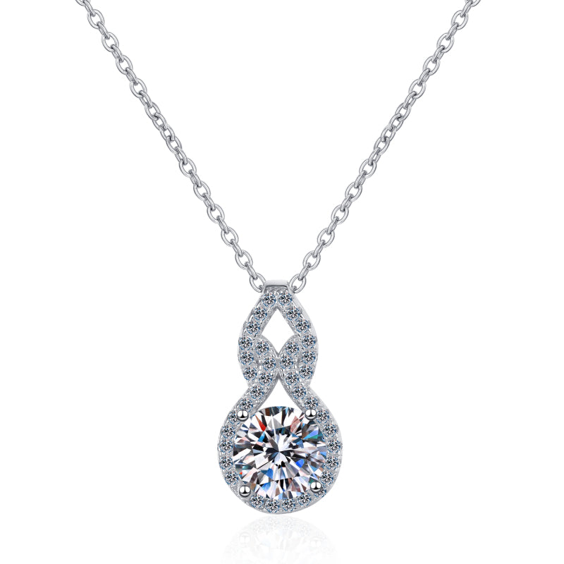 925 Sterling Silver Round Cut CZ Gourd-Shaped Necklace