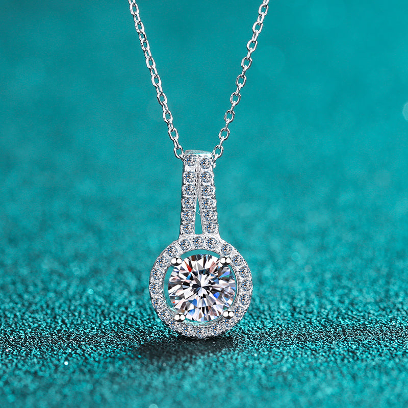 925 Sterling Silver Round Cut CZ  Diamond Classic Pendant Necklace