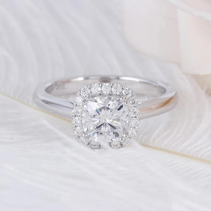 925 Sterling Silver Cushion Cut CZ Halo Ring for women