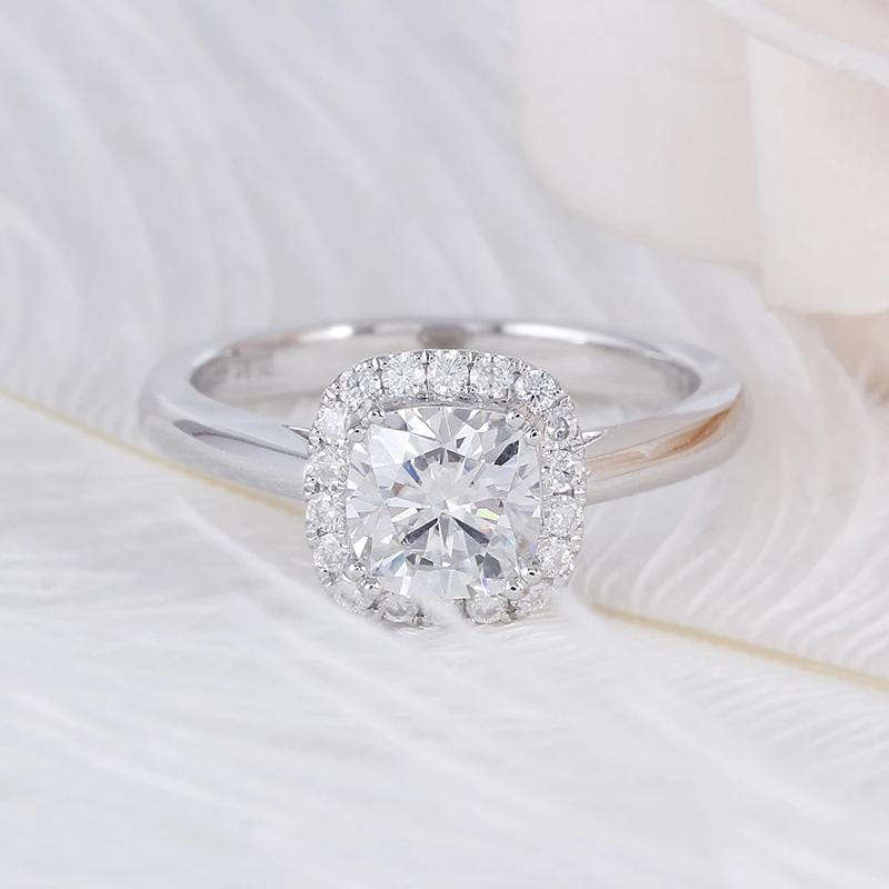 925 Sterling Silver Cushion Cut CZ Halo Ring for women