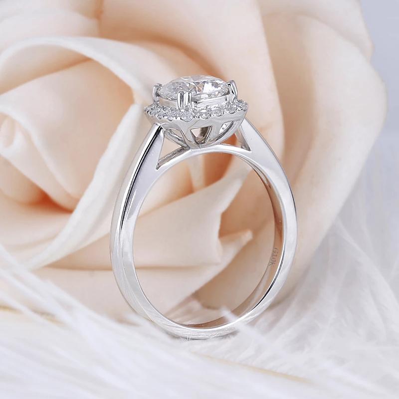 925 Sterling Silver Cushion Cut CZ Halo Ring for women