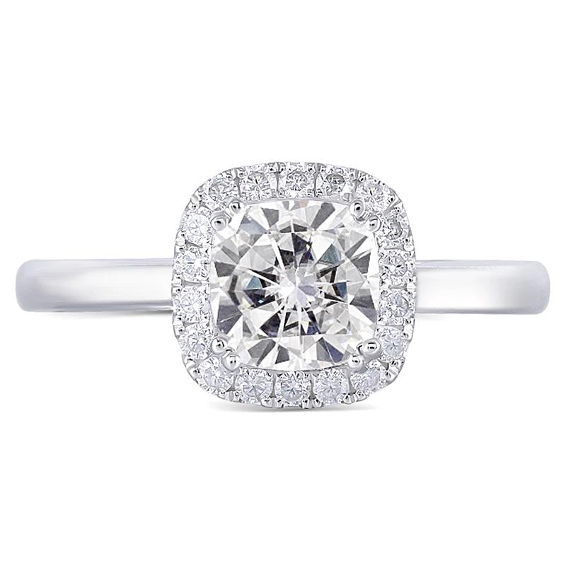 925 Sterling Silver Cushion Cut CZ Halo Ring for women