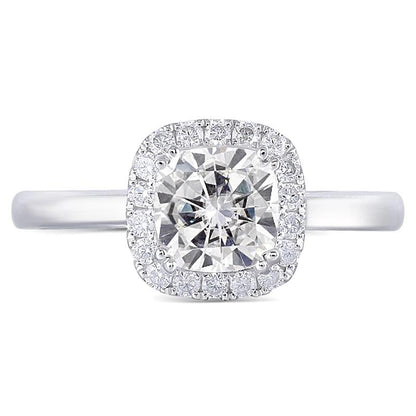 925 Sterling Silver Cushion Cut CZ Halo Ring for women