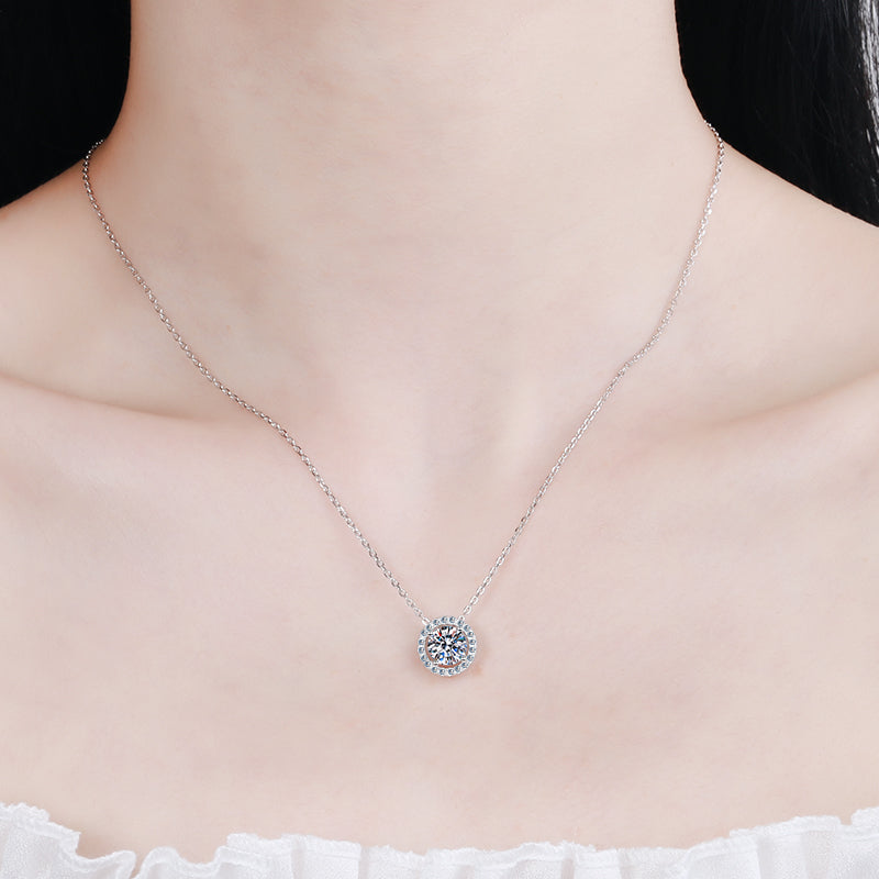 925 Sterling Silver Round Cut CZ Diamond Classic Necklace