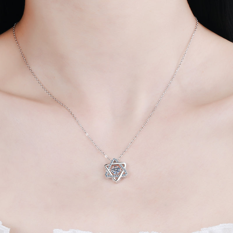 925 Sterling Silver Round Cut CZ Star Necklace