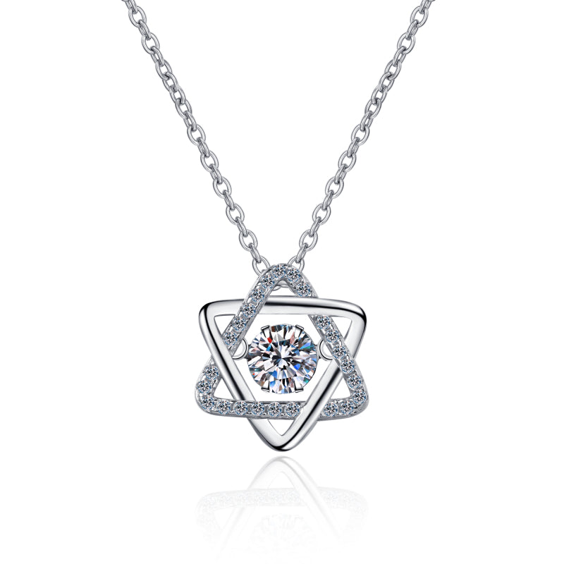 925 Sterling Silver Round Cut CZ Star Necklace