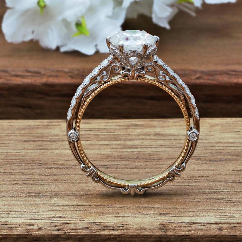 925 Sterling Silver Round Cut Vintage CZ Engagement Ring