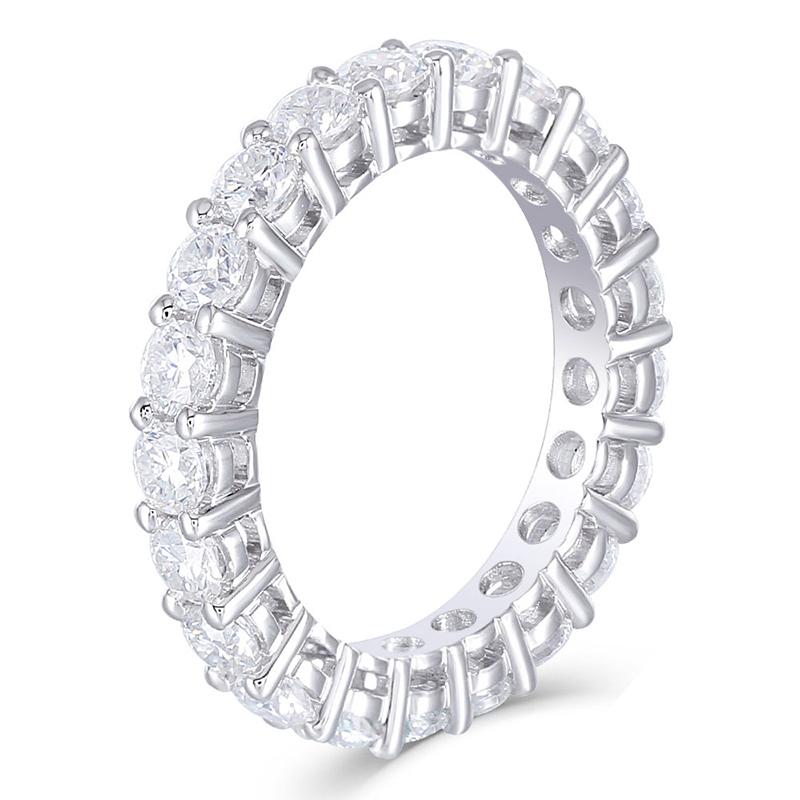 925 Sterling Silver Round Cut CZ Eternity Wedding Band