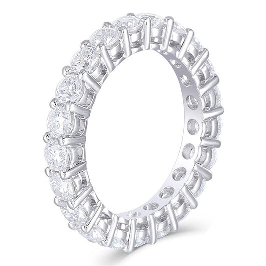 925 Sterling Silver Round Cut CZ Eternity Wedding Band