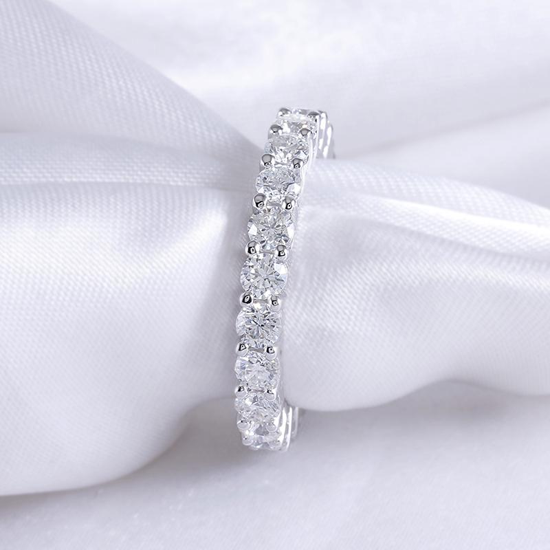 925 Sterling Silver Round Cut CZ Eternity Wedding Band