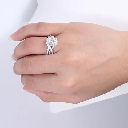 925 Sterling Silver Round Cut CZ Bridal Set For Women