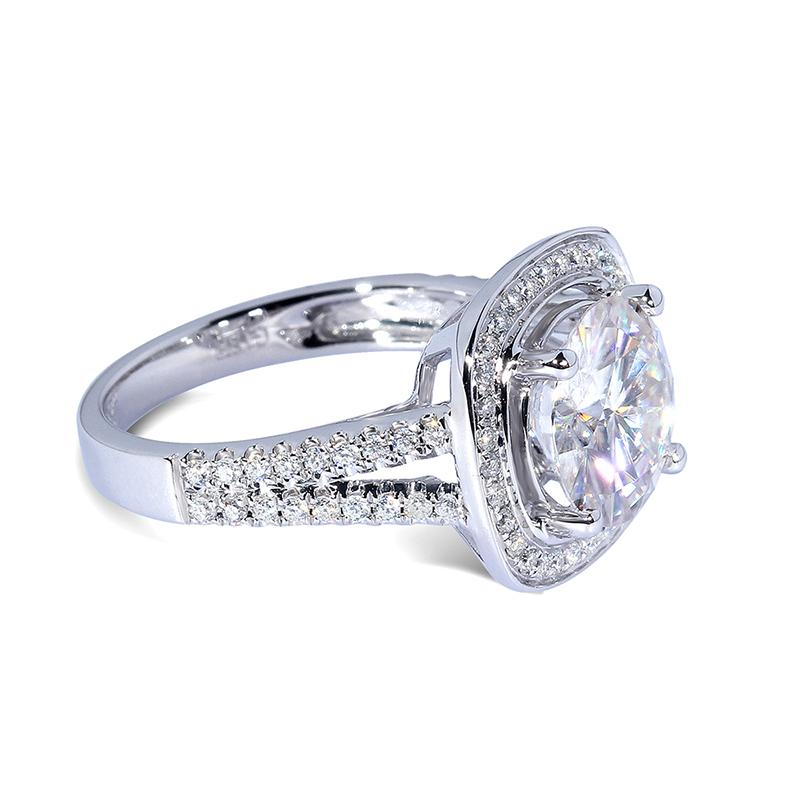 925 Sterling Silver Round Cut Halo CZ Engagement Ring