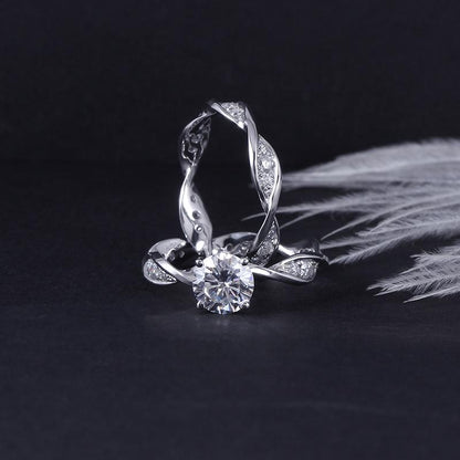 925 Sterling Silver Round Cut Twisted Shank CZ Bridal Set