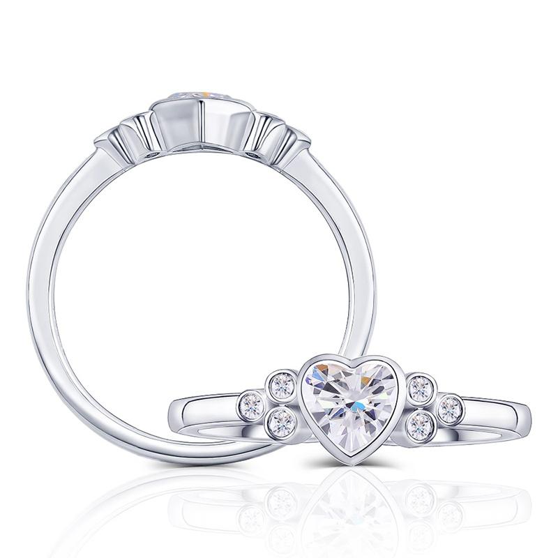 925 Sterling Silver  Heart-shaped CZ Heart Ring