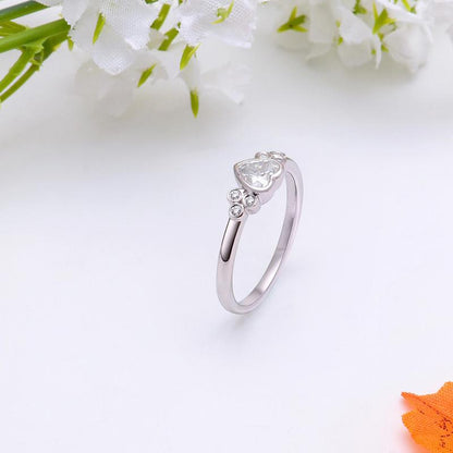 925 Sterling Silver Heart-Cut Cluster CZ Engagement Ring