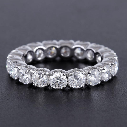 925 Sterling Silver Gold Round Cut CZ Eternity Band For Women