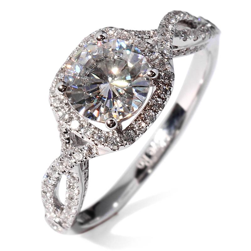 925 Sterling Silver Round Cut Halo CZ Engagement Ring