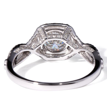 925 Sterling Silver Round Cut CZ Twist Shank Ring for women