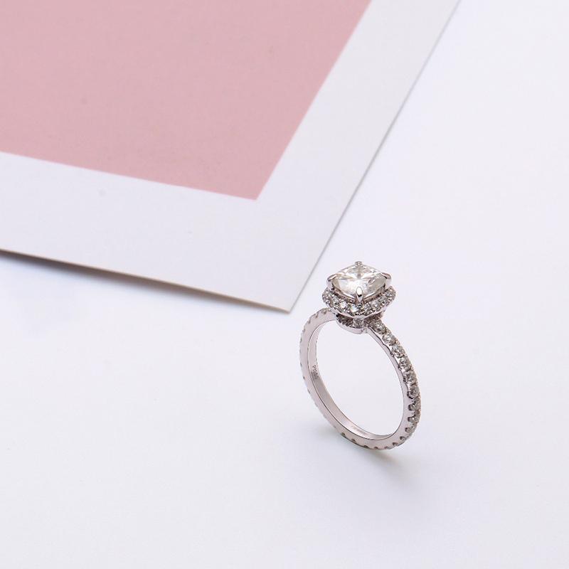 925 Sterling Silver Cushion Cut CZ Halo Ring for women