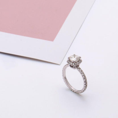 925 Sterling Silver Cushion Cut CZ Halo Ring for women