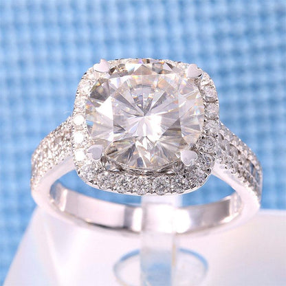 925 Sterling Silver Round Cut CZ Halo Ring for women