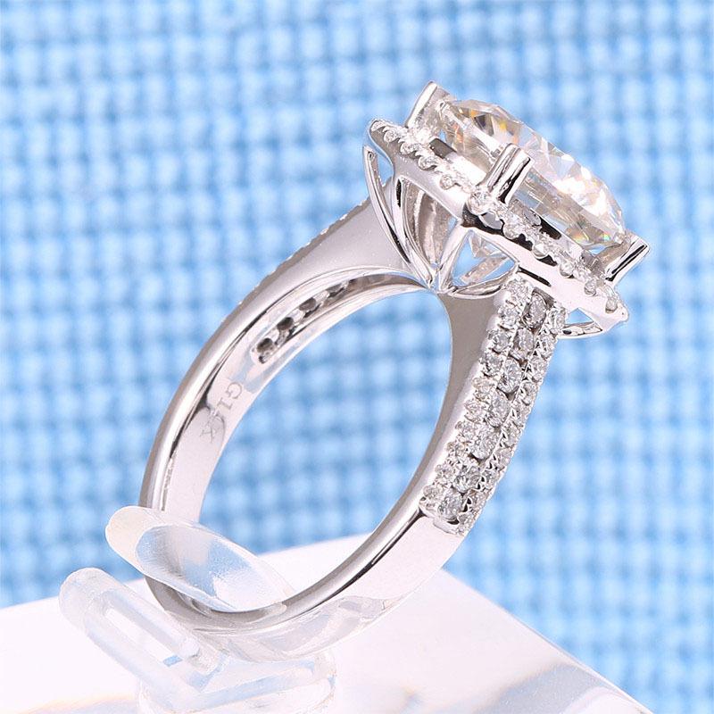 925 Sterling Silver Round Cut CZ Halo Engagement Ring