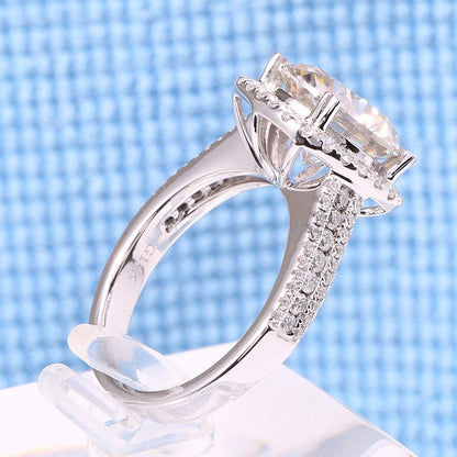 925 Sterling Silver Round Cut CZ Halo Engagement Ring