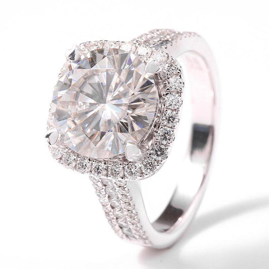 925 Sterling Silver Round Cut CZ Halo Ring for women