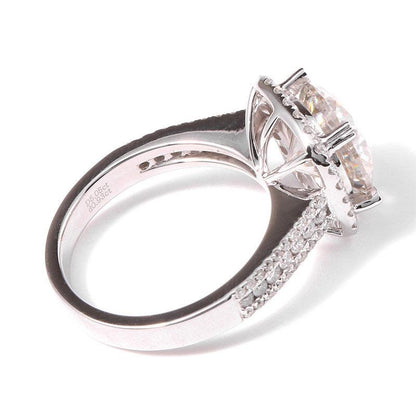 925 Sterling Silver Round Cut CZ Halo Ring for women