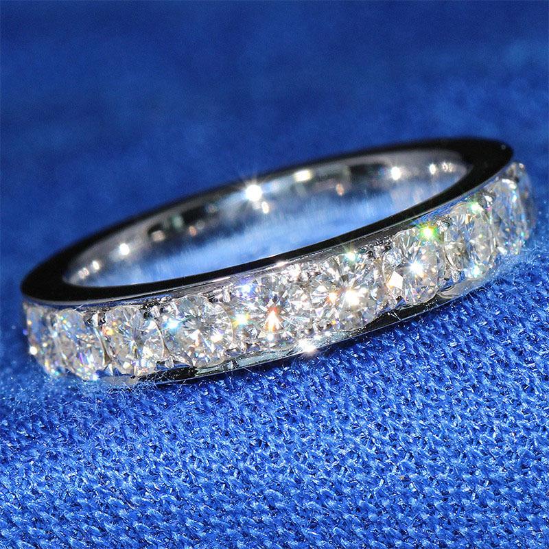 925 Sterling Silver Round Cut CZ Eternity Wedding Band