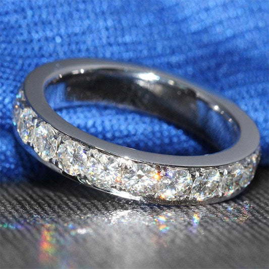 925 Sterling Silver Round Cut CZ Eternity Wedding Band