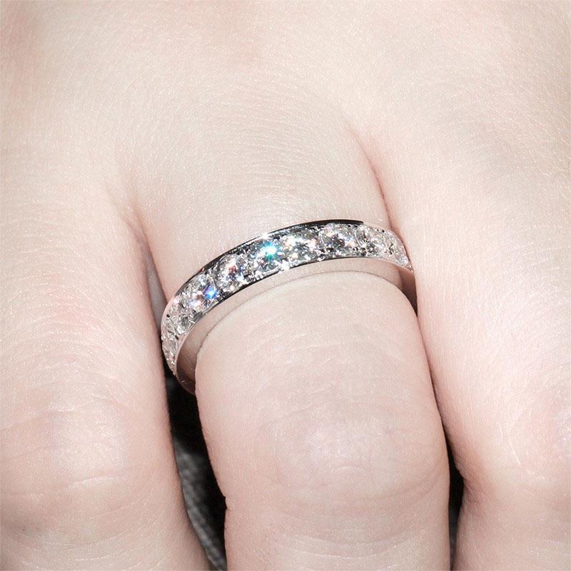 925 Sterling Silver Round Cut CZ Eternity Wedding Band