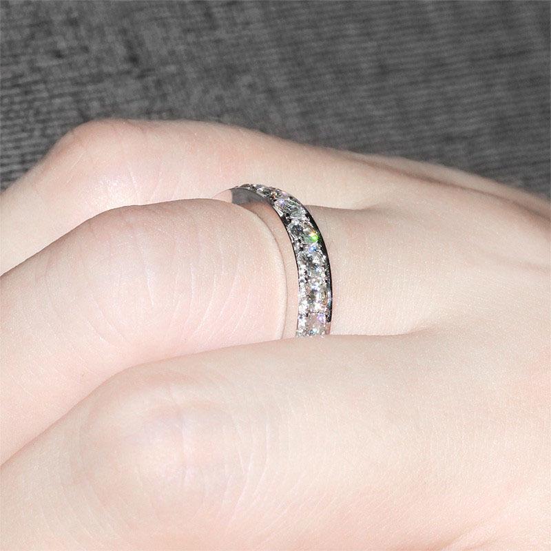 925 Sterling Silver Round Cut CZ Eternity Wedding Band