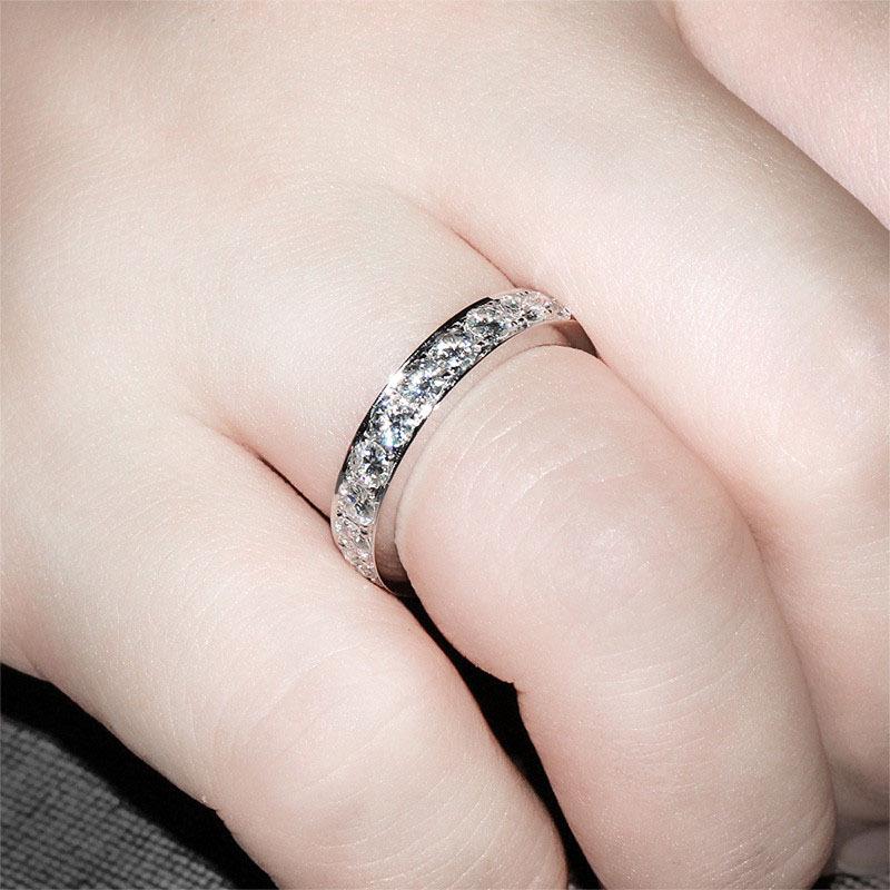 925 Sterling Silver Round Cut CZ Eternity Wedding Band