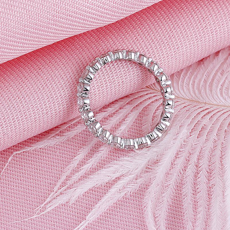 925 Sterling Silver Round Cut CZ Eternity Wedding Band