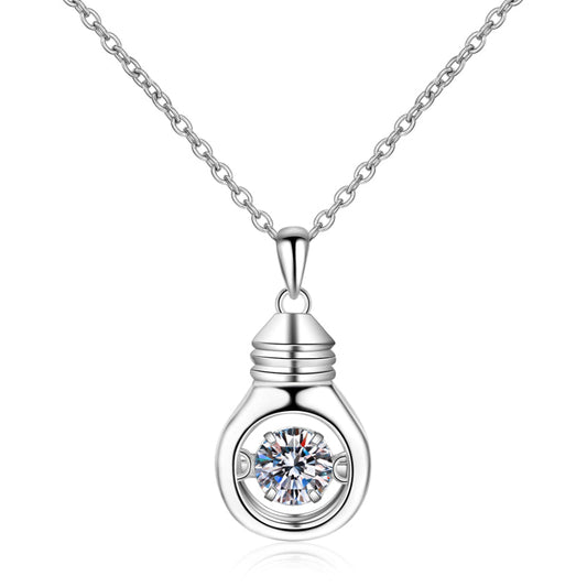 925 Sterling Silver Round Cut CZ Bulb Shaped Dancing Pendant Necklace