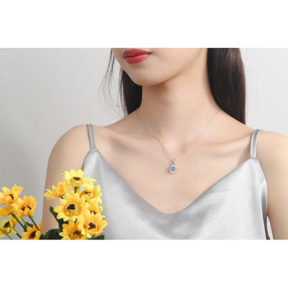 925 Sterling Silver Round Cut CZ Bulb Shaped Dancing Pendant Necklace