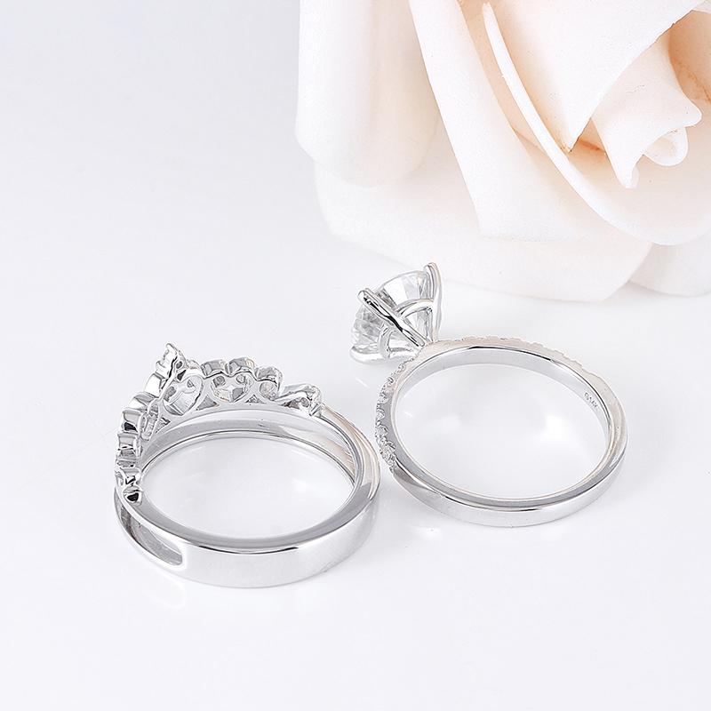 925 Sterling Silver Round Cut Pave CZ Bridal Set