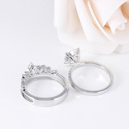 925 Sterling Silver Round Cut Pave CZ Bridal Set