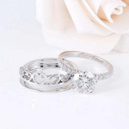 925 Sterling Silver Round Cut Pave CZ Bridal Set