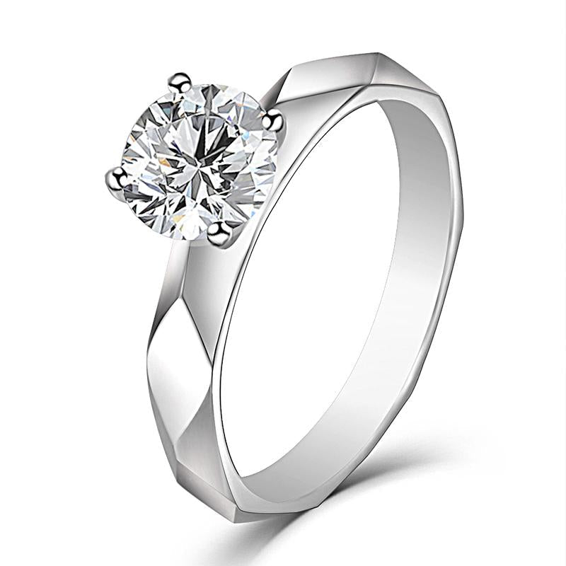 925 Sterling Silver Round Cut Solitaire CZ Ring