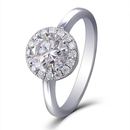 925 Sterling Silver Round Cut Halo CZ Ring