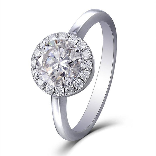 925 Sterling Silver Round Cut CZ Halo Ring