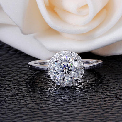 925 Sterling Silver Round Cut Halo CZ Ring