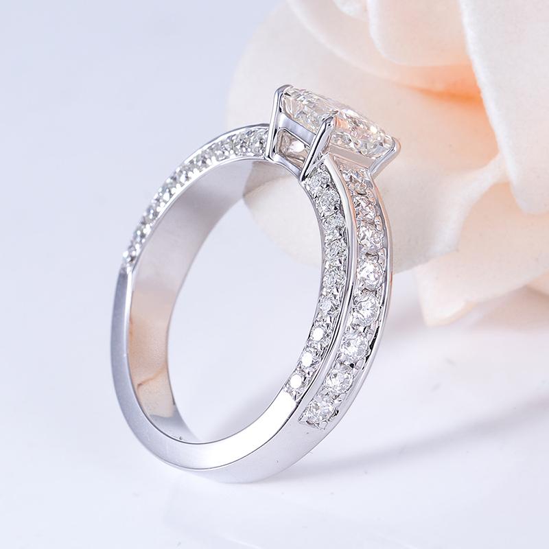 925 Sterling Silver Princess Cut Pave CZ Diamond Ring