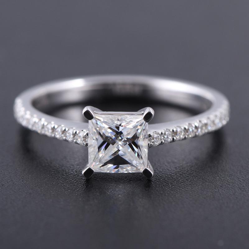 925 Sterling Silver Princess Cut Pave CZ Ring