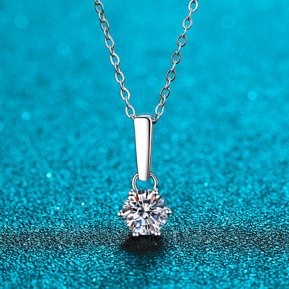 925 Sterling Silver Round Cut CZ Diamond Classic Pendant Necklace