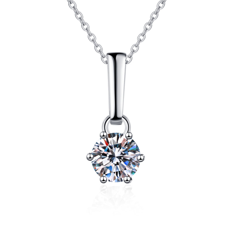 925 Sterling Silver Round Cut CZ Diamond Classic Pendant Necklace